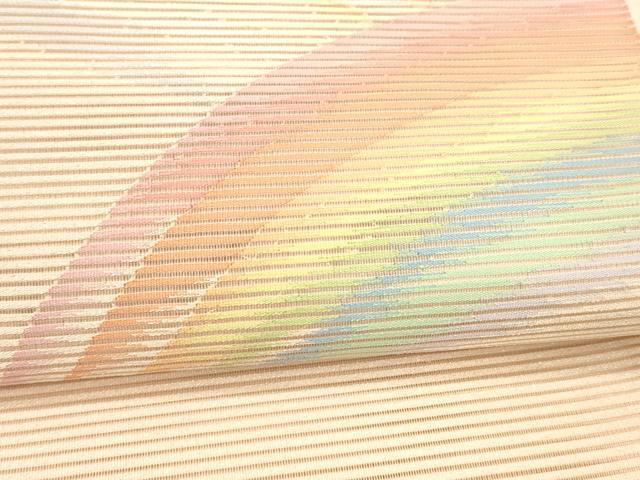 平和屋着物＊夏物 八寸名古屋帯 絽綴れ 抽象文様 虹 銀糸 正絹 逸品 DAAW1939cm