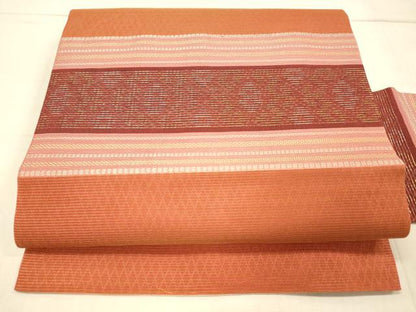 平和屋着物＊夏物 九寸名古屋帯 横段文 金糸 正絹 逸品 DAAW1940cm