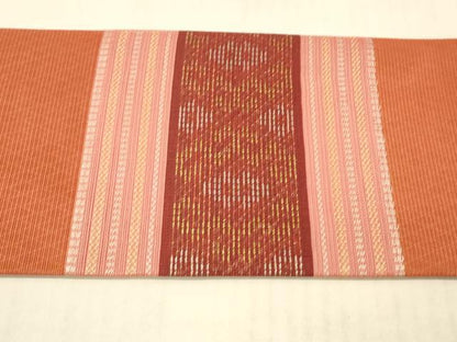 平和屋着物＊夏物 九寸名古屋帯 横段文 金糸 正絹 逸品 DAAW1940cm