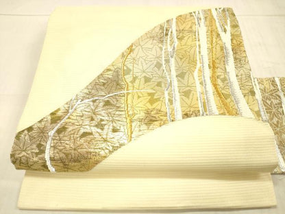 平和屋着物＊夏物 九寸名古屋帯 樹林楓文 金銀糸 正絹 逸品 DAAW1942cm