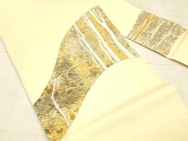 平和屋着物＊夏物 九寸名古屋帯 樹林楓文 金銀糸 正絹 逸品 DAAW1942cm