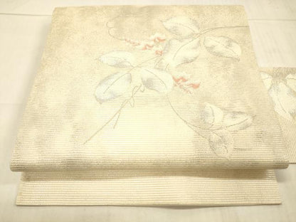 平和屋着物＊夏物 九寸名古屋帯 蔦の葉文 萩 銀糸 正絹 逸品 DAAW1943cm