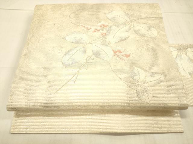 平和屋着物＊夏物 九寸名古屋帯 蔦の葉文 萩 銀糸 正絹 逸品 DAAW1943cm