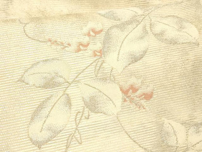 平和屋着物＊夏物 九寸名古屋帯 蔦の葉文 萩 銀糸 正絹 逸品 DAAW1943cm