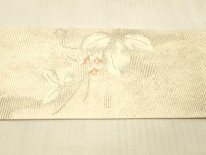平和屋着物＊夏物 九寸名古屋帯 蔦の葉文 萩 銀糸 正絹 逸品 DAAW1943cm