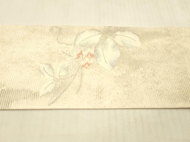 平和屋着物＊夏物 九寸名古屋帯 蔦の葉文 萩 銀糸 正絹 逸品 DAAW1943cm
