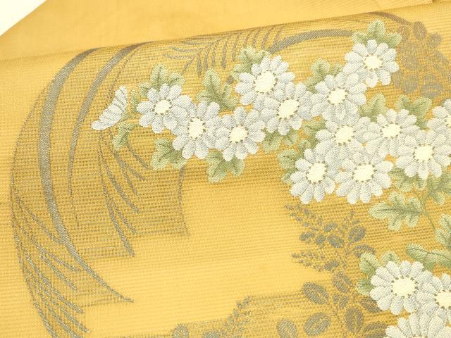 平和屋着物＊夏物 九寸名古屋帯 草花文 萩 芒 菊 銀糸 正絹 逸品 DAAW1944cm