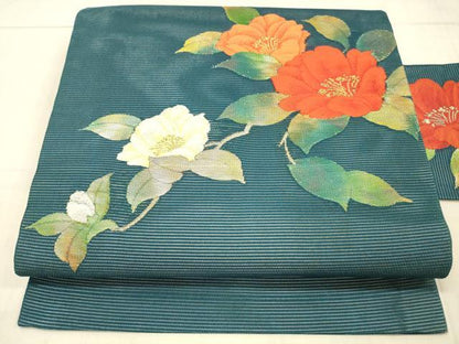 平和屋着物＊夏物 九寸名古屋帯 枝花文 金銀糸 正絹 逸品 DAAW1948cm