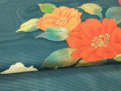 平和屋着物＊夏物 九寸名古屋帯 枝花文 金銀糸 正絹 逸品 DAAW1948cm