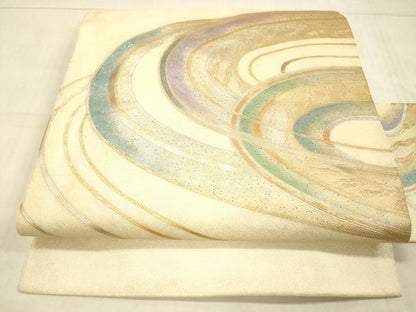 平和屋着物＊夏物 九寸名古屋帯 抽象文様 金銀糸 正絹 逸品 DAAW1949cm