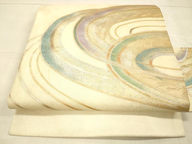 平和屋着物＊夏物 九寸名古屋帯 抽象文様 金銀糸 正絹 逸品 DAAW1949cm