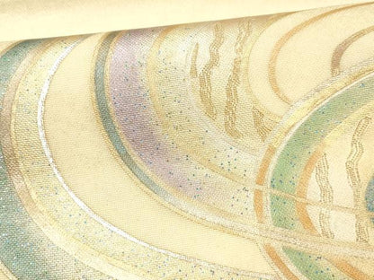 平和屋着物＊夏物 九寸名古屋帯 抽象文様 金銀糸 正絹 逸品 DAAW1949cm