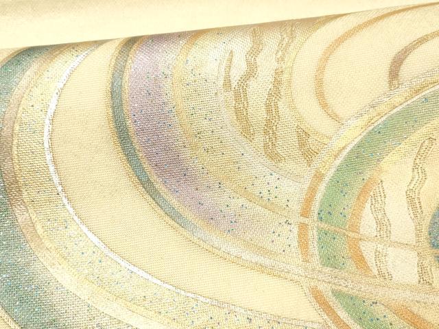 平和屋着物＊夏物 九寸名古屋帯 抽象文様 金銀糸 正絹 逸品 DAAW1949cm