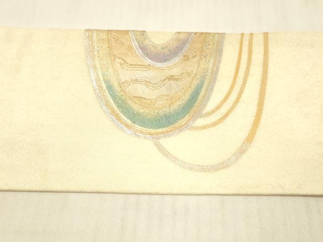 平和屋着物＊夏物 九寸名古屋帯 抽象文様 金銀糸 正絹 逸品 DAAW1949cm
