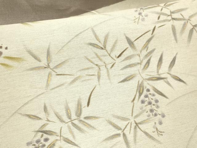 平和屋着物＊夏物 九寸名古屋帯 手描き 南天文 蜻蛉 トンボ 金糸 正絹 逸品 DAAW1950cm