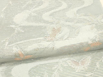 平和屋着物＊夏物　六通柄袋帯　流水舞蝶草葉文　銀糸　DAAW1971cm