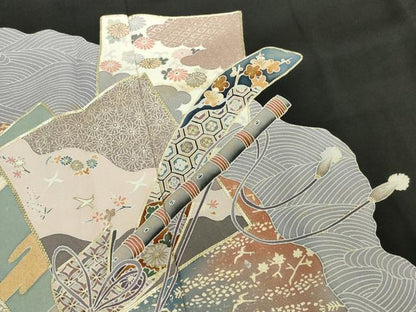 平和屋着物■豪華黒留袖　駒刺繍　色紙重ね吉祥花文　金彩　正絹　逸品　DAAW2133zy