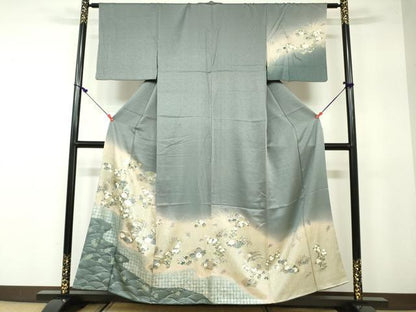 平和屋着物■訪問着　地紙花文　暈し染め　金彩　正絹　逸品　DAAW2167zy