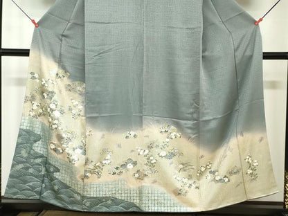 平和屋着物■訪問着　地紙花文　暈し染め　金彩　正絹　逸品　DAAW2167zy
