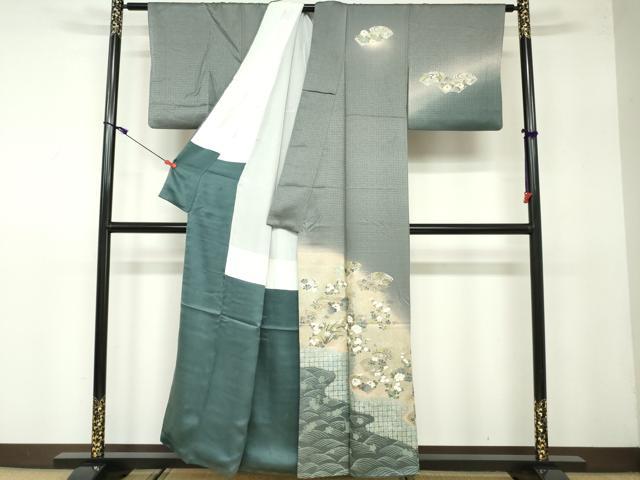 平和屋着物■訪問着　地紙花文　暈し染め　金彩　正絹　逸品　DAAW2167zy