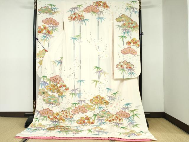 平和屋着物▼お引きずり・お引き摺り・引き振袖　和装　結婚式　舞妓　芸妓　芸者　衣装　駒刺繍　宝尽くし花文　金銀彩　逸品　DAAW2391zy
