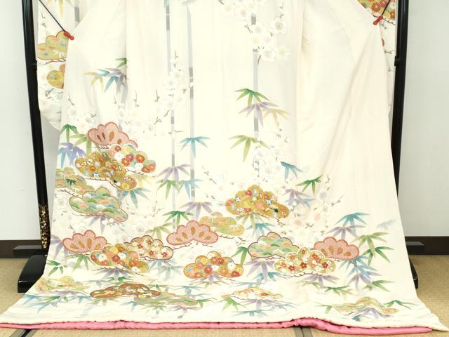 平和屋着物▼お引きずり・お引き摺り・引き振袖　和装　結婚式　舞妓　芸妓　芸者　衣装　駒刺繍　宝尽くし花文　金銀彩　逸品　DAAW2391zy