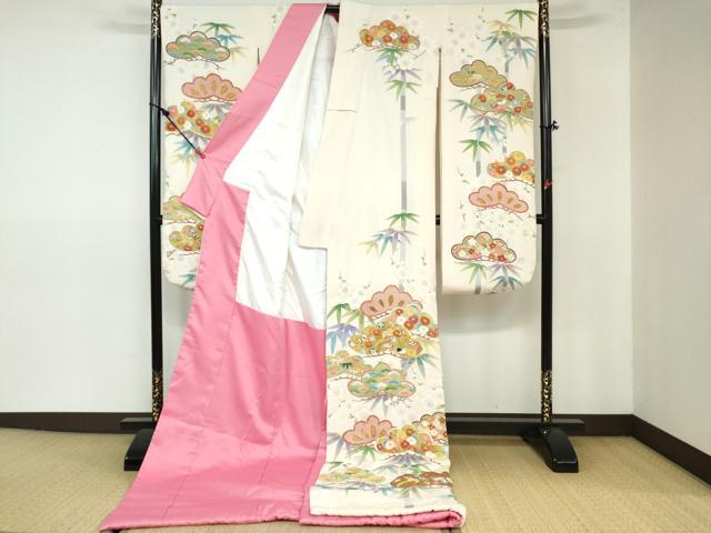 平和屋着物▼お引きずり・お引き摺り・引き振袖　和装　結婚式　舞妓　芸妓　芸者　衣装　駒刺繍　宝尽くし花文　金銀彩　逸品　DAAW2391zy