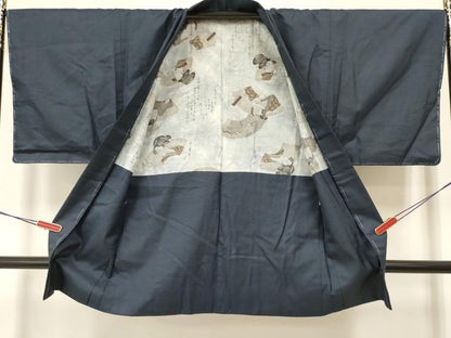 平和屋着物●男性 紬 アンサンブル 長羽織 亀甲柄 正絹 逸品 未使用 DAAW2604ma