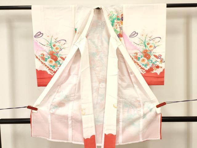 平和屋着物＊夏物　絽　お宮参り　女の子　祝着　産着　初着　のしめ　駒刺繍　御所車花文　金彩　逸品　DAAW2728ma