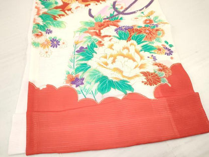 平和屋着物＊夏物　絽　お宮参り　女の子　祝着　産着　初着　のしめ　駒刺繍　御所車花文　金彩　逸品　DAAW2728ma