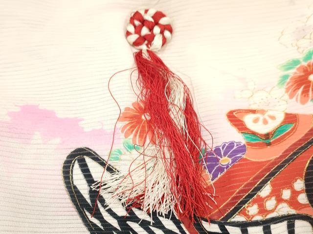 平和屋着物＊夏物　絽　お宮参り　女の子　祝着　産着　初着　のしめ　駒刺繍　御所車花文　金彩　逸品　DAAW2728ma