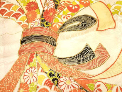 平和屋着物∵女の子　十三参り　子供　祝着・袋帯セット　駒刺繍　束ね熨斗花文　暈し染め　金彩　逸品　DAAW2772ma