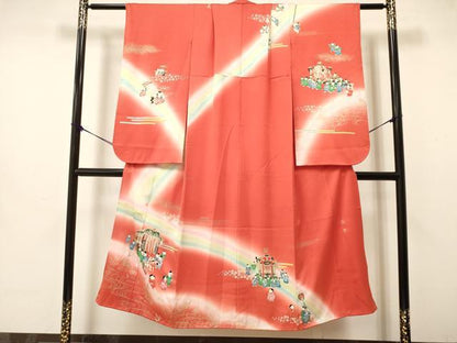 平和屋着物∵女の子　十三参り　子供　祝着　葵祭　暈し染め　金銀彩　逸品　DAAW2814ma