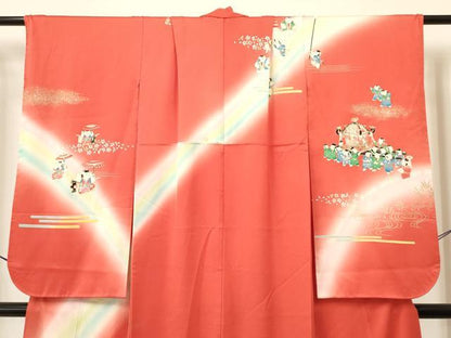 平和屋着物∵女の子　十三参り　子供　祝着　葵祭　暈し染め　金銀彩　逸品　DAAW2814ma