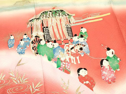平和屋着物∵女の子　十三参り　子供　祝着　葵祭　暈し染め　金銀彩　逸品　DAAW2814ma