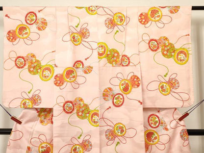 平和屋着物∵女の子 十三参り 子供 祝着 鼓飛鶴花蝶文 金彩 逸品 DAAW2816ma