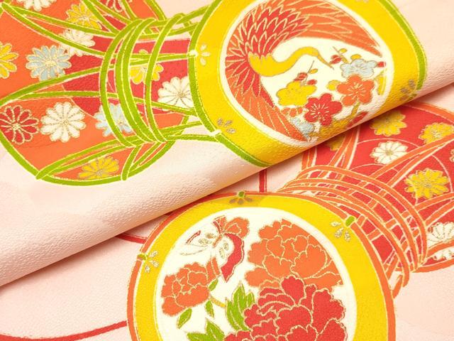 平和屋着物∵女の子 十三参り 子供 祝着 鼓飛鶴花蝶文 金彩 逸品 DAAW2816ma