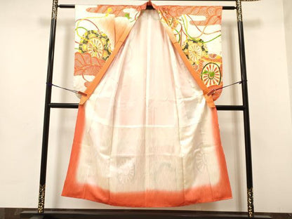 平和屋着物∵女の子 十三参り 子供 祝着 駒刺繍 片輪車花文 金彩 逸品 DAAW2819ma