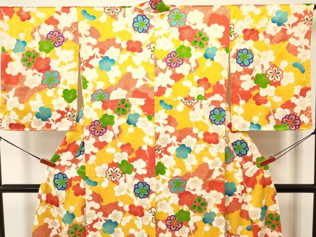 平和屋着物∵女の子　十三参り　子供　祝着　枝梅　金彩　逸品　DAAW2820ma