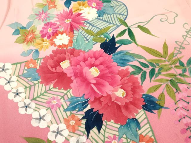 平和屋着物[]本加賀友禅作家　野村絵美　七五三　女の子　７歳　祝着　四つ身　手描き　椿花文　暈し染め　逸品　DAAY3353ma
