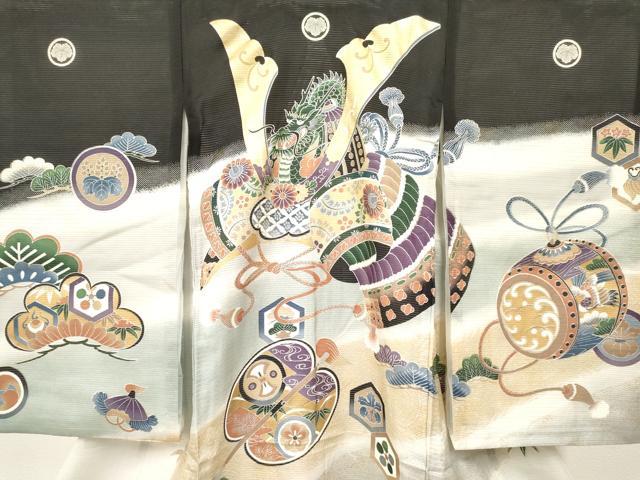 平和屋着物＊夏物 お宮参り 男の子 祝着 産着 初着 のしめ 絽 龍 兜 吉祥文 暈し染め 金銀彩 逸品 DAAW2918ma