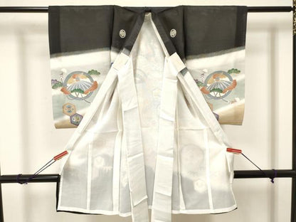平和屋着物＊夏物 お宮参り 男の子 祝着 産着 初着 のしめ 絽 龍 兜 吉祥文 暈し染め 金銀彩 逸品 DAAW2918ma