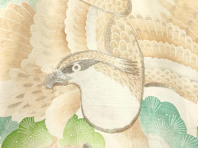 平和屋着物＊夏物 お宮参り 男の子 祝着 産着 初着 のしめ 絽 刺繍 鳶 松文 暈し染め 銀糸 逸品 DAAW2919ma