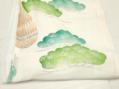 平和屋着物＊夏物 お宮参り 男の子 祝着 産着 初着 のしめ 絽 刺繍 鳶 松文 暈し染め 銀糸 逸品 DAAW2919ma
