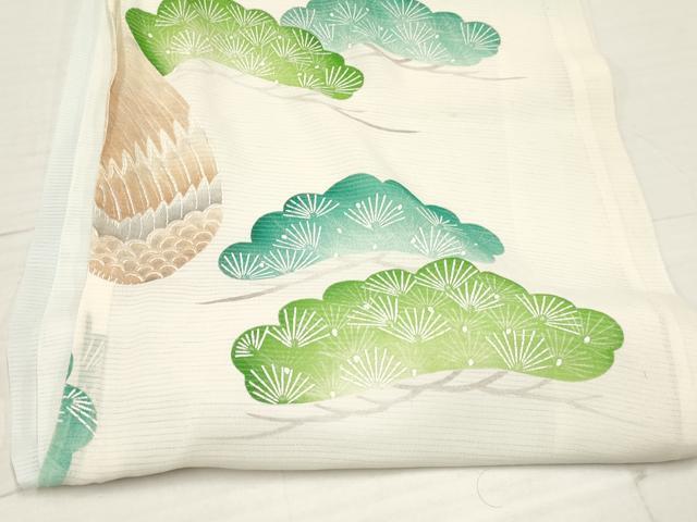 平和屋着物＊夏物 お宮参り 男の子 祝着 産着 初着 のしめ 絽 刺繍 鳶 松文 暈し染め 銀糸 逸品 DAAW2919ma