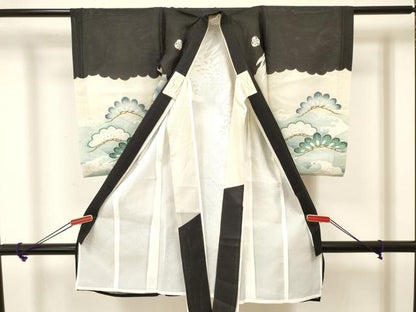 平和屋着物＊夏物 お宮参り 男の子 祝着 産着 初着 のしめ 絽 鷹 鷲 龍 兜 渡橋松文 銀彩 逸品 DAAW2930ma
