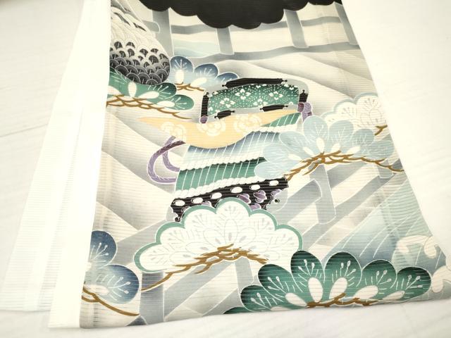 平和屋着物＊夏物 お宮参り 男の子 祝着 産着 初着 のしめ 絽 鷹 鷲 龍 兜 渡橋松文 銀彩 逸品 DAAW2930ma
