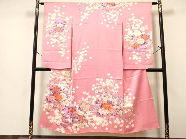 平和屋着物∵女の子　十三参り　子供　祝着・袋帯セット　駒刺繍　牡丹花文　金彩　逸品　DAAW2998ma