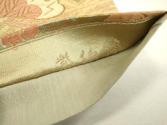平和屋着物▼六通柄袋帯　作家物　舞蝶花松文　金糸　正絹　逸品　DAAW3333fe