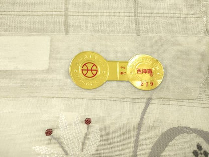 平和屋着物＊夏物 西陣 弥栄織物謹製 九寸名古屋帯 櫛織 草花 証紙付き 正絹 逸品 DAAW3342fe